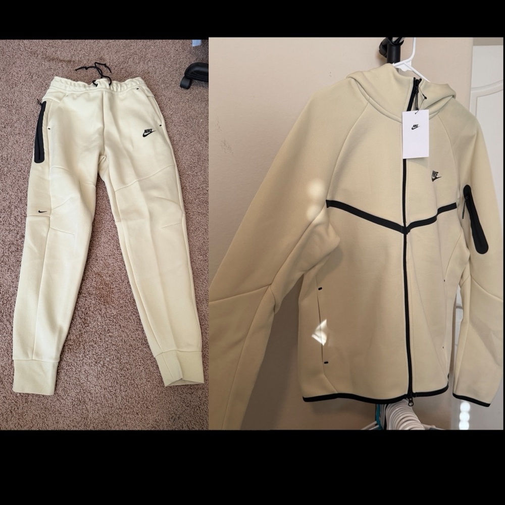 Nike Tech Fleece Hoodie & Jogger Set Men’s Medium Light Bone NWT